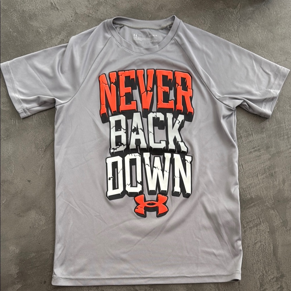 Under Armour Gray and Orange Short Sleeve Tee